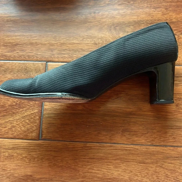 Vintage Stuart Weitzman Black Sq Toe Block Heel Pump Size 7 - Picture 10 of 15